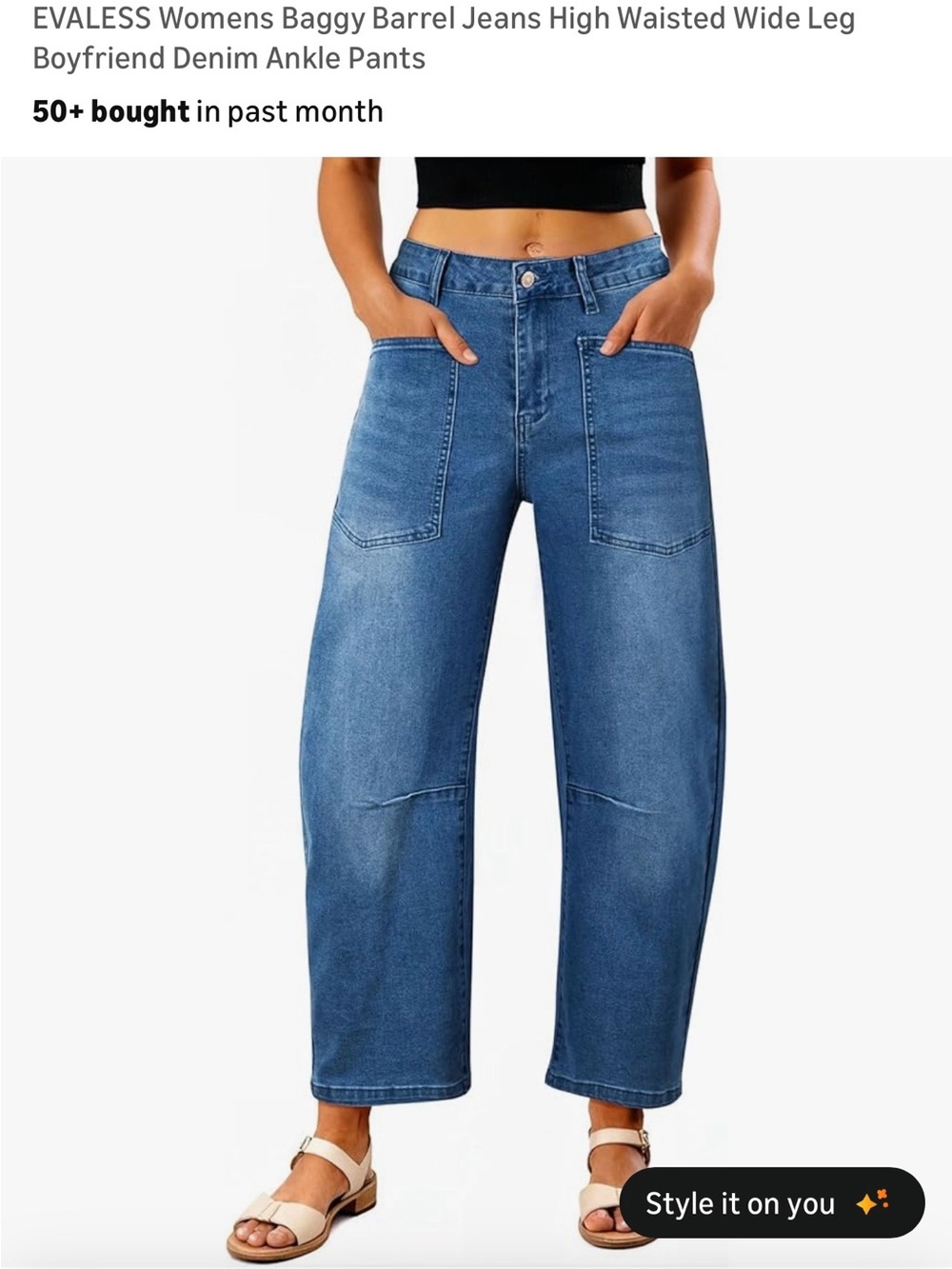 Amazon “Evaless” brand women’s size 8 Barrel jeans. - Picture 2 of 4